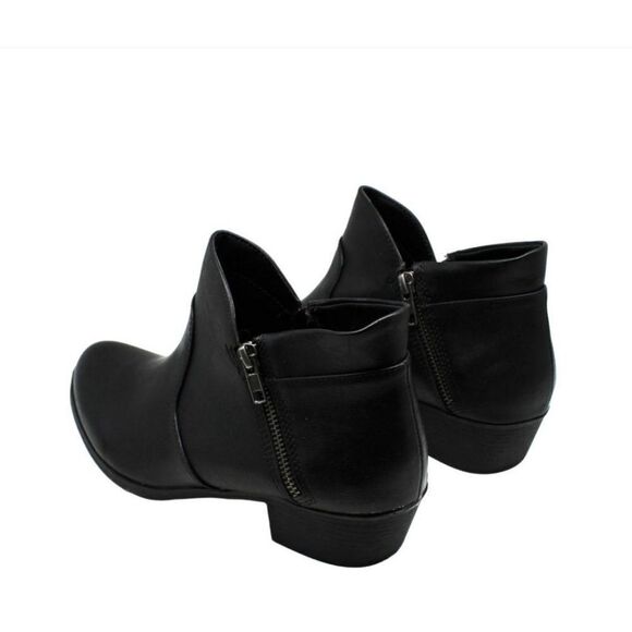 New SUN + STONE Abby Double Zip Ankle Booties Macy's black leather 11 - Picture 4 of 8
